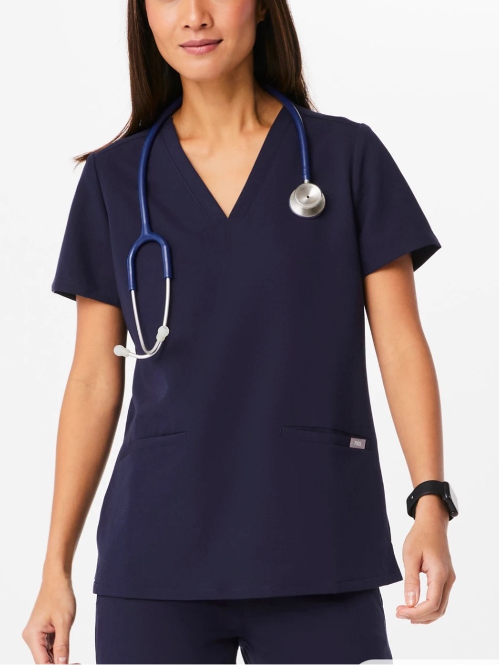 Figs Casma scrub top navy large